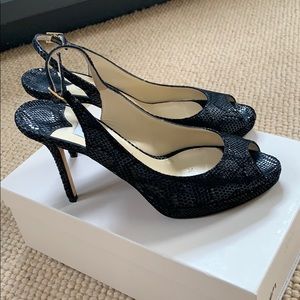 Jimmy Choo Black leather platform Heels